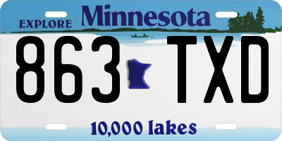MN license plate 863TXD