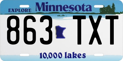 MN license plate 863TXT