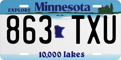 MN license plate 863TXU