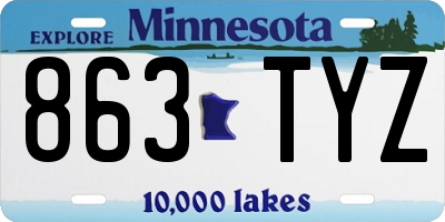 MN license plate 863TYZ
