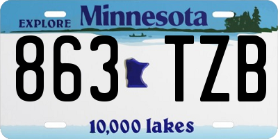 MN license plate 863TZB