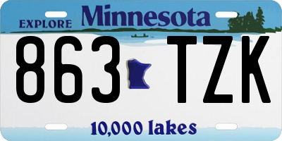 MN license plate 863TZK