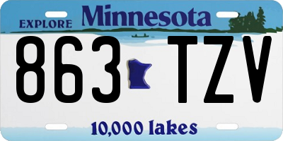 MN license plate 863TZV