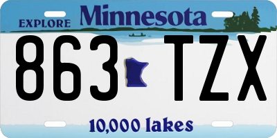 MN license plate 863TZX