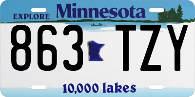 MN license plate 863TZY