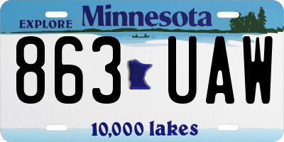 MN license plate 863UAW