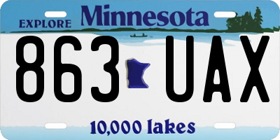 MN license plate 863UAX