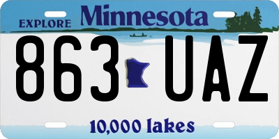 MN license plate 863UAZ