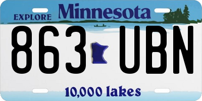 MN license plate 863UBN