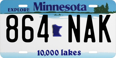 MN license plate 864NAK
