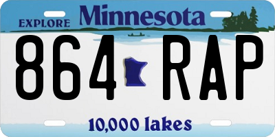 MN license plate 864RAP