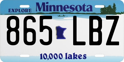 MN license plate 865LBZ