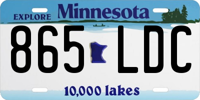 MN license plate 865LDC