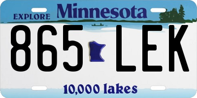 MN license plate 865LEK