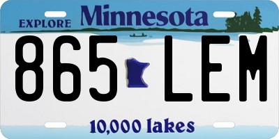MN license plate 865LEM