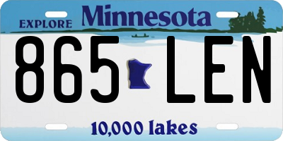 MN license plate 865LEN