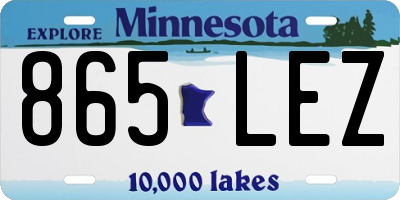 MN license plate 865LEZ