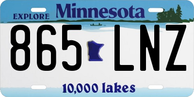 MN license plate 865LNZ