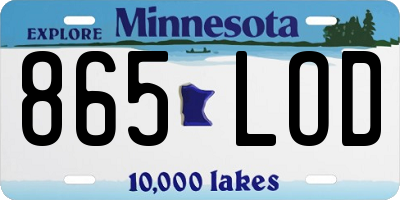 MN license plate 865LOD