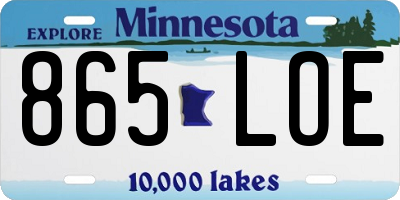 MN license plate 865LOE
