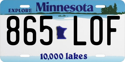 MN license plate 865LOF