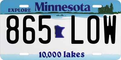 MN license plate 865LOW