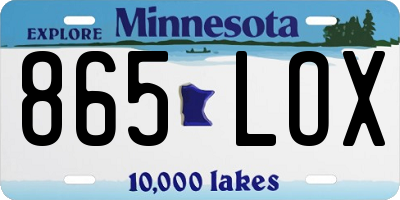 MN license plate 865LOX