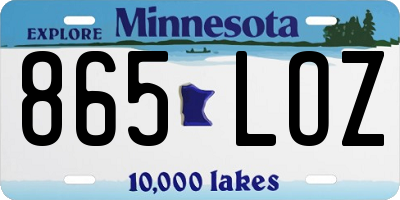 MN license plate 865LOZ