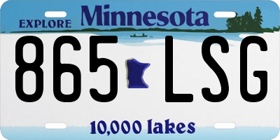 MN license plate 865LSG