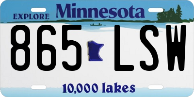 MN license plate 865LSW