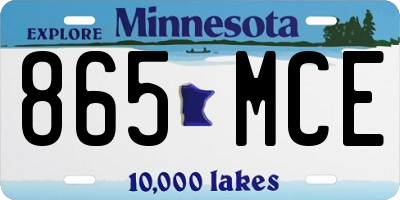 MN license plate 865MCE
