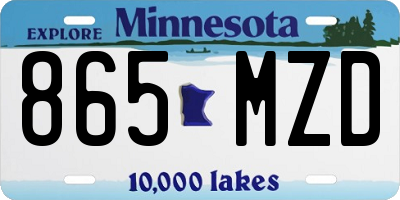 MN license plate 865MZD