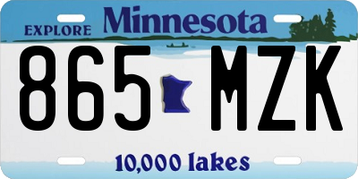 MN license plate 865MZK