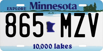 MN license plate 865MZV