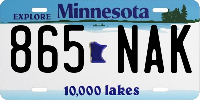 MN license plate 865NAK