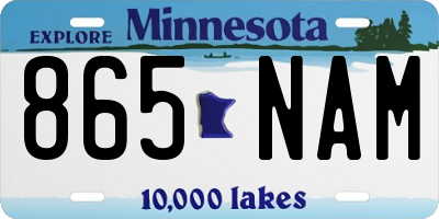 MN license plate 865NAM