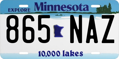MN license plate 865NAZ
