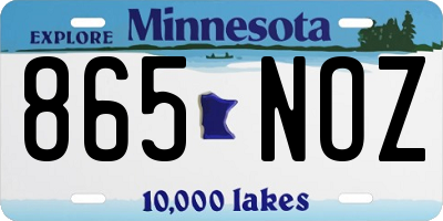 MN license plate 865NOZ