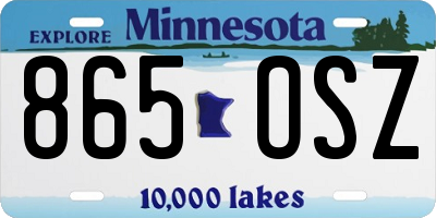 MN license plate 865OSZ