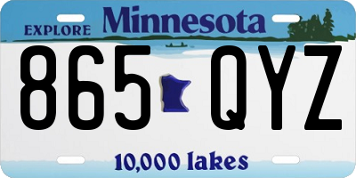MN license plate 865QYZ