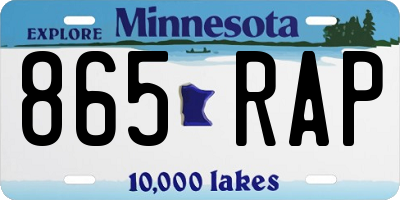 MN license plate 865RAP