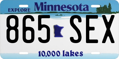 MN license plate 865SEX
