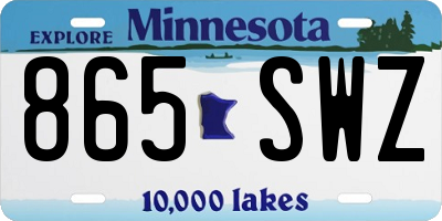 MN license plate 865SWZ