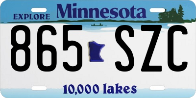 MN license plate 865SZC