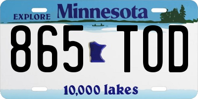 MN license plate 865TOD