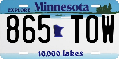 MN license plate 865TOW