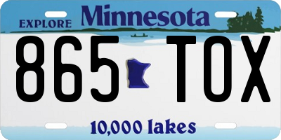 MN license plate 865TOX