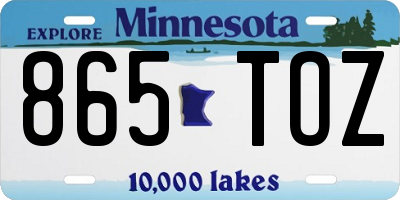 MN license plate 865TOZ