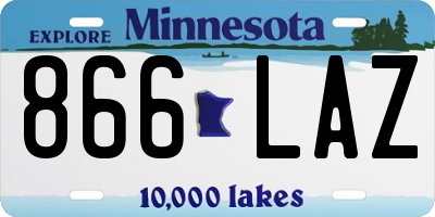 MN license plate 866LAZ