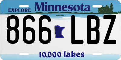 MN license plate 866LBZ